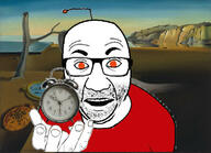 ant antenna branch clock clothes glasses hand holding_object moments_before_disaster orange_eyes painting perro_hold red_shirt reddit salvador_dali soyjak stubble the_persistence_of_memory time tree variant:el_perro_rabioso water // 768x555 // 115.8KB