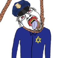 animated arm beard bloodshot_eyes clothes crying dead eyelashes eyelids gift glasses hair hanging hat judaism open_mouth police police_hat rope soyjak star_of_david stubble teeth tongue tranny variant:bernd yellow_teeth // 367x379 // 660.0KB