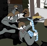 ammo ammo_belt arm beard big_lips closed_eyes closed_mouth clothes coal combat_helmet full_body gem german_empire glasses gun hand hat helmet holding_object its_over machine_gun open_mouth parody pickelhaube side_profile stubble subvariant:neutralplier subvariant:science_lover subvariant:sideplier swastika text thick_eyebrows tree variant:chudjak variant:markiplier_soyjak winter wood world_war_1 // 1838x1820 // 593.2KB