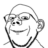 animated byonbyon ear glasses japanese_text no_eyebrows poyopoyo smile soyjak stubble text variant:impish // 338x400 // 351.9KB