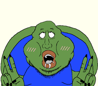 ahegao amphibian ass big_butt big_lips blush drool frog frogbvll frogcuck frognigger hand nails nas:pepe obese open_mouth peace_sign pepe_the_frog subvariant:mexiwhore teeth tongue variant:meximutt // 1208x1059 // 21.5KB