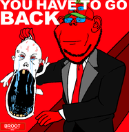 angry arm big_mouth bloodshot_eyes broot broot_2026 brootal brootism brootist campaign cap clothes crying flailing_around gape glasses hand hat it2gb leaf logo necktie one_tooth open_mouth red_background red_eyes red_shirt red_skin seething series:administ_soyjaks smile smug stubble suit suit_and_tie teeth tinted_glasses vairant:vlodson variant:impish_soyak_ears variant:vlodson wall you_have_to_go_back // 790x809 // 42.6KB