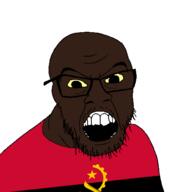 angola black_skin clothes country flag glasses open_mouth soyjak stubble variant:feraljak // 1500x1500 // 50.1KB