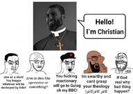 Woden arabic_text atheism brown_skin catholic christianity closed_mouth cockade communism cross crying deity doctor english_text gigachad glasses god hammer_and_sickle islam judaism necklace open_mouth orthodox_church paganism variant:chudjak variant:gapejak variant:soyak white_skin // 1068x756 // 104.7KB