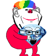 animated arm bouncing bowtie clown ext=gif full_body gem hand holding_object jump leg rainbow_hair red_nose red_shirt series:the_prankster smile subvariant:the_prankster variant:impish_soyak_ears wig // 898x1003 // 846.4KB