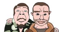 2soyjaks brown_hair brown_stubble closed_mouth clothes ear grand_theft_auto grand_theft_auto_iv hand mustache niko_bellic roman_bellic shaved smile stubble variant:bernd variant:chudjak video_game white_skin // 1000x541 // 215.6KB
