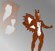 animal arm buff chad ear full_body fur gigachad glasses hand leg mouth_open muscles muscular_male mustache open_mouth soyjak subvariant:feralsquirrel tail trend:squirreljakking variant:feraljak // 680x628 // 101.6KB