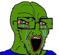 animal bloodshot_eyes crying deformed frog glasses green_skin pepe soyjak stretched_mouth stubble variant:soyak zoomed // 680x633 // 138.6KB