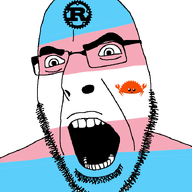 bald crab eyebrows flag:transgender_pride_flag glasses nose open_mouth rust_(programming_language) stubble subvariant:spadeson teeth transgender_flag transgenderism variant:cobson // 721x720 // 47.3KB