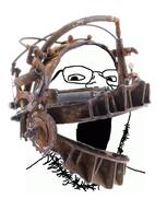 bald glasses horror imminent_death looking_at_you no_eyebrows open_mouth reverse_bear_trap saw_(movie) soyjak stubble torture variant:gapejak white_background // 523x657 // 274.6KB