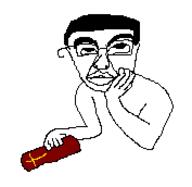 arm bible book closed_mouth glasses hair hand oekaki soyjak subvariant:chudjak_front variant:chudjak // 177x172 // 1.6KB