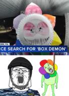 ack arm bloodshot_eyes clothes crying dandy dandy's_world flower full_body glasses hand hat irl leg open_mouth paper piss plant police rope stubble suicide swat teeth tongue variant:a24_slowburn_soyjak variant:bernd // 2122x2976 // 3.4MB