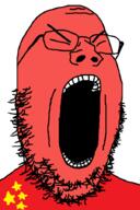 china country flag flag:china glasses open_mouth red_skin soyjak star star_(symbol) stubble variant:gapejak // 600x900 // 27.7KB