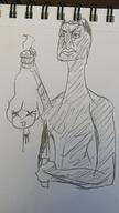 angry arm chud closed_mouth hair hand holding_knife holding_object holding_severed_head knife pencil_drawing redraw severed_head soyjak variant:chudjak // 1152x2048 // 445.5KB
