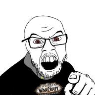 activision_blizzard black_shirt brown_eyes clothes glasses pointing soyjak stubble variant:feraljak video_game world_of_warcraft // 1500x1500 // 311.4KB