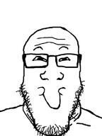 bald balding closed_mouth glasses happy jolly smile smirk stubble variant:markiplier_soyjak // 600x802 // 79.1KB