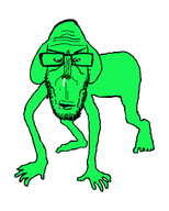 bloodshot_eyes dog full_body glasses green_skin looking_at_you mediator monkey mustache stubble subvariant:euromutt transparent_background variant:markiplier_soyjak // 800x1000 // 108.3KB