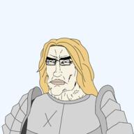 fear_and_hunger glasses le'garde soyjak subvariant:perceptive_chud transparent_background variant:chudjak // 2500x2500 // 815.1KB