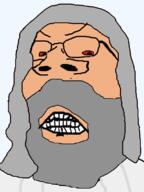angry beard bloodshot_eyes clenched_teeth clothes god grey_hair small_eyes soyjak variant:gapejak // 600x800 // 73.3KB