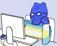 arm chair clothes computer discord flag:map flag:minor_attracted_person glasses hand map_(pedophile) no_pupils pedophile screen smug soyjak stubble table variant:soyak // 452x363 // 90.1KB