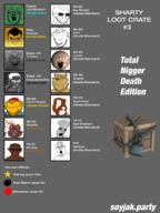 alien angry black_skin closed_mouth dog doge glasses lootbox meta:tagme multiple_soyjaks nigger open_mouth smile soyjak stubble subvariant:chudjak_front subvariant:chudjak_seething subvariant:feralsquirrel subvariant:wholesome_soyjak subvariant:wikigape variant:a24_slowburn_soyjak variant:bernd variant:brandon variant:chudjak variant:cobson variant:el_perro_rabioso variant:feraljak variant:gapejak variant:impish_soyak_ears variant:markiplier_soyjak variant:unknown // 1728x2304 // 1.2MB