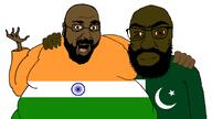 2soyjaks arm bald beard brown_skin clothes fat flag:india friendship glasses hand hands_up india indian no_more_brother_wars open_mouth pakistan smile someordinarygamers subvariant:tetojak teeth tshirt variant:feraljak variant:mutaharjak yellow_teeth // 1671x944 // 118.8KB