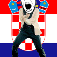 animated country croatia dance flag full_body gangnam_style glasses irl open_mouth push_pin soyjak sticky stubble variant:cobson // 300x460 // 402.3KB