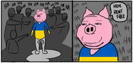 animal copium crowd ear eyelids flag:ukraine hand laughing leg pig pigger pointing small_eyes snout soyjak stubble subvariant:massjak subvariant:wholesome_soyjak ukraine ukrainian_flag variant:gapejak // 1351x638 // 196.1KB
