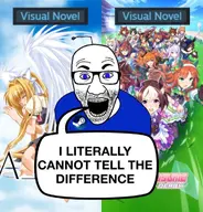 air_(game) antenna blue_eyes blue_shirt clothes glasses hair open_mouth soyjak speech_bubble steam_(platform) stubble teeth text tshirt uma_musume umamusume umamusume_pretty_derby variant:el_perro_rabioso video_game visual_novel // 959x998 // 286.5KB