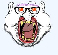 beard ear fat glasses jewish_nose lips mutt open_mouth orange_eyes purple_hair reddit snoo stubble subvariant:branigger subvariant:brankey tongue tranny variant:brandon variant:meximutt variant:monkeyjak yellow_teeth // 1668x1590 // 76.1KB