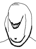 distorted no_eyebrows no_eyes no_nose smile soyjak stretched_mouth stubble subvariant:wholesome_soyjak variant:gapejak // 598x800 // 28.3KB