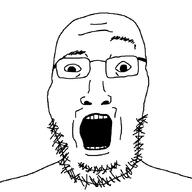 glasses open_mouth raised_eyebrow soyjak stubble variant:unknown // 874x874 // 18.9KB