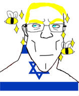aryan bee blue_eyes chad flag:israel glasses israel shiny star_of_david subvariant:chudjak_front variant:chudjak yellow_hair // 1125x1373 // 153.3KB