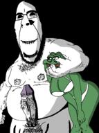 biting_lip bra breasts closed_mouth cock_ring fat female frog glasses green_skin huge_breasts lingerie meta:tagme nipple nsfw penis pepe redraw soyjak stubble subvariant:hornyson underpants variant:cobson // 1200x1610 // 126.9KB