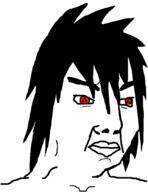 angry anime artist:hellcat chud closed_mouth hair naruto_(series) red_eyes sharingan soyjak uchiha_sasuke variant:chudjak // 645x837 // 20.8KB
