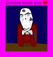 bbc blush closed_mouth full_body glasses queen_of_spades smile stubble subvariant:spadeson text variant:cobson // 1901x2038 // 161.4KB