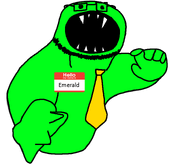 emerald_(namefag) garten_of_banban glasses meta:namefags my_name_is_(sticker) open_mouth sharp_teeth stubble variant:unknown video_game // 755x647 // 55.0KB