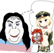 4chan buhanka_chan camouflage clothes cross flag hair judaism large_nose makeup marichka pol_(4chan) russo_ukrainian_war smile smug soyjak speech_bubble stubble swastika tattoo text tranny ukraine variant:alicia // 954x935 // 222.1KB