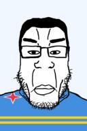 aruba closed_mouth flag flag:aruba glasses hair lips merge netherlands neutral soyjak star_(symbol) stubble subvariant:chudplier transparent transparent_background variant:chudjak variant:markiplier_soyjak // 600x900 // 23.7KB