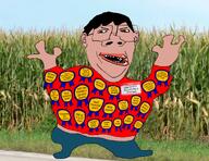 amerimutt angry award clothes corn fat garf_(user) glasses hair hand hands_up mutt outdoors subvariant:impish_amerimutt variant:protestantjak // 1392x1074 // 1.9MB