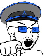 angry arrow blue_arrow cap clothes cop fixed glasses hat military_cap officer_cap pointing pointing_at_viewer police police_hat series:arrow_police stubble sunglasses variant:soyak // 722x900 // 92.0KB
