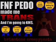 3am ack anti_soytan award awards axolotl bbc brimstone bull bvll bwc cord creepypasta creepypasta_video crystal_cafe der_cord discord drawfag drawkleki efl esl female fnf fnf_pedo fnfpedo groomer grooming joel_(user) marioman7890 meta:namefags mexiaryan mexico namefags pingas pingas_man rhubarb rhubarb_15 rye ryekrispie satoko_houjou(namefag) scary scary_creepypasta series:brimstone_creepypastas suicide tranny trans trans_rights trend:aryan variant:soytan video // 320x240, 597s // 21.6MB