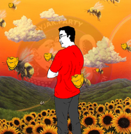 album_cover bee clothes cloud flower flower_boy glasses hair impish logo music plant soyjak_party sunflower variant:chudjak variant:impish_soyak_ears // 1375x1405 // 2.9MB