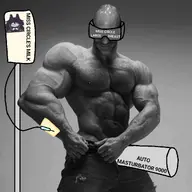auto-masturbator bald bandage fundamental_paper_education gooner gooning iv_bag milk miss_circle muscles muscular_male nas:gigachad needle vr_headset