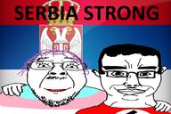 2soyjaks clothes country ear flag flag:nazi_germany flag:serbia flag:transgender_pride_flag:trans glasses hair hand happy makeup mustache nazi_germany nazism purple_hair serbia smile soyjak stubble subvariant:chudjak_front swastika text tranny variant:bernd variant:chudjak // 1500x1000 // 939.0KB