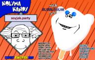 5soyjaks blueberry closed_mouth coconut food glasses grape its_just_getting_started kolyma popsicle series:kolyma_kandy shitnobodycaresabout smile soyjak soyjak_party stubble text variant:a24_slowburn_soyjak variant:bernd variant:gapejak variant:impish_soyak_ears variant:markiplier_soyjak // 2313x1482 // 956.4KB