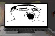 2soyjaks ack angry animated asian bloodshot_eyes clothes computer crying glasses hair hanging meta:pornographic_content nsfw open_mouth penis rope screen small_eyes soyjak suicide thumbnail_bait tongue tshirt variant:bernd variant:chudjak yellow yellow_skin yellow_teeth // 1024x683 // 3.5MB