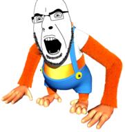 angry animal clothes donkey_kong glasses lanky_kong monkey open_mouth soyjak stubble v_(4chan) variant:cobson video_game // 496x525 // 188.5KB