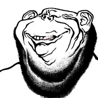 beard laughing smile soyjak subvariant:hornyimp variant:impish_soyak_ears wrinkles // 450x494 // 6.0MB