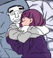 amelia black_hair clothes cuddling glasses meta:not_oc pathways purple_hair sleeping subvariant:pol_face variant:chudjak white_skin // 1290x1415 // 775.0KB